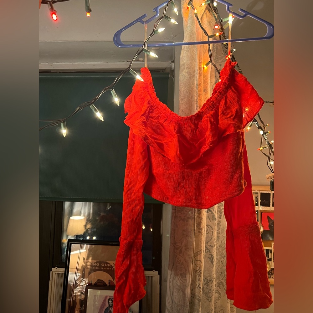 Red off the shoulder top